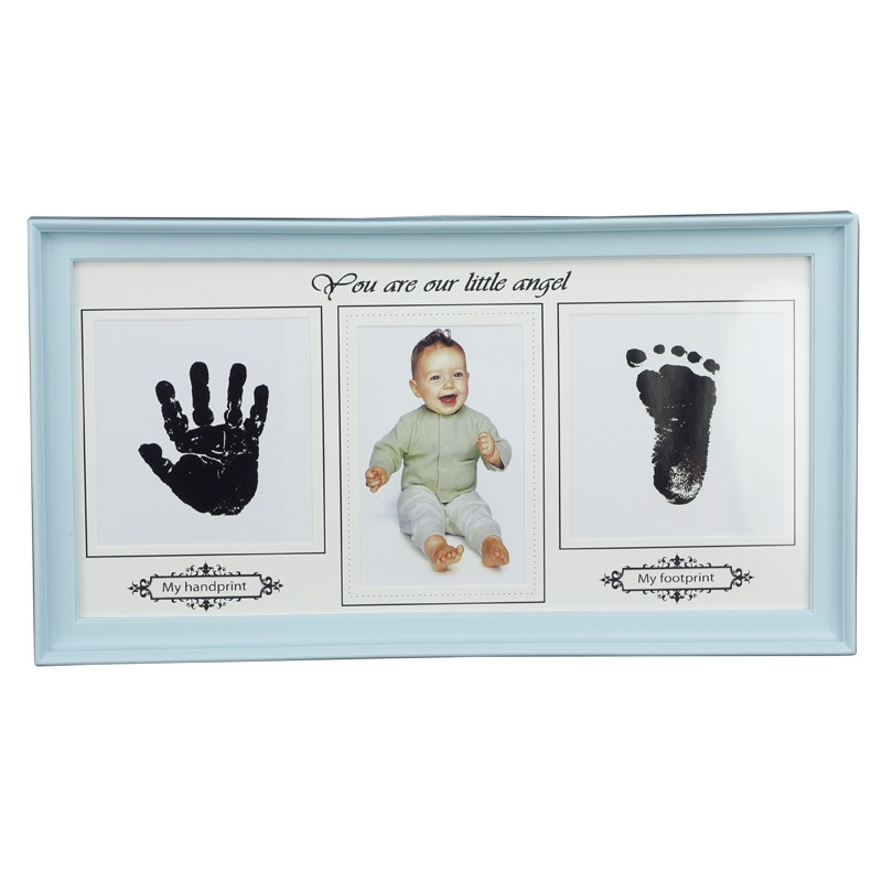 Rama foto amprenta bebe, 39x22 cm, tusiera inclusa, albastru, RESIGILAT - imagine 7